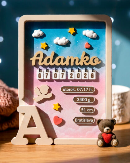 3D Rámik narodenia - Teddy/Beige - personalizovaný