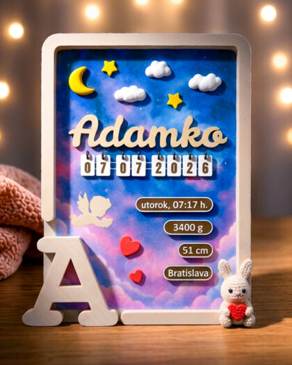 3D Rámik narodenia - Bunny/Beige - personalizovaný