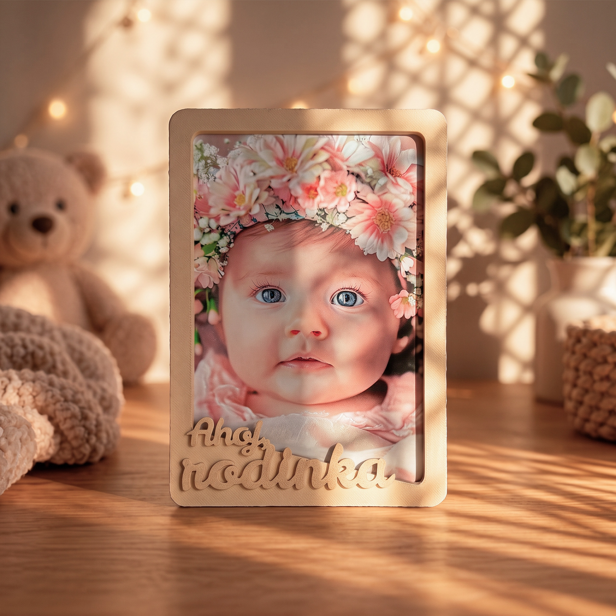 3D fotorámik pre foto 10x15 - Beige - Rodinka
